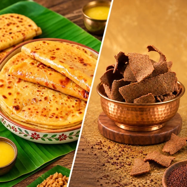 Tenali Ruchulu - Ghee Bobbatlu + Ragi Ribbon Pakodi
