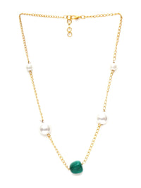Thumbnail for Layered Pearl and Emerald Neckpiece (gold) - Ruby Raang - Distacart