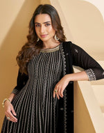 Thumbnail for Anaita Black Georgette Stitched Suit with Embroidery & Sequence Work - Distacart