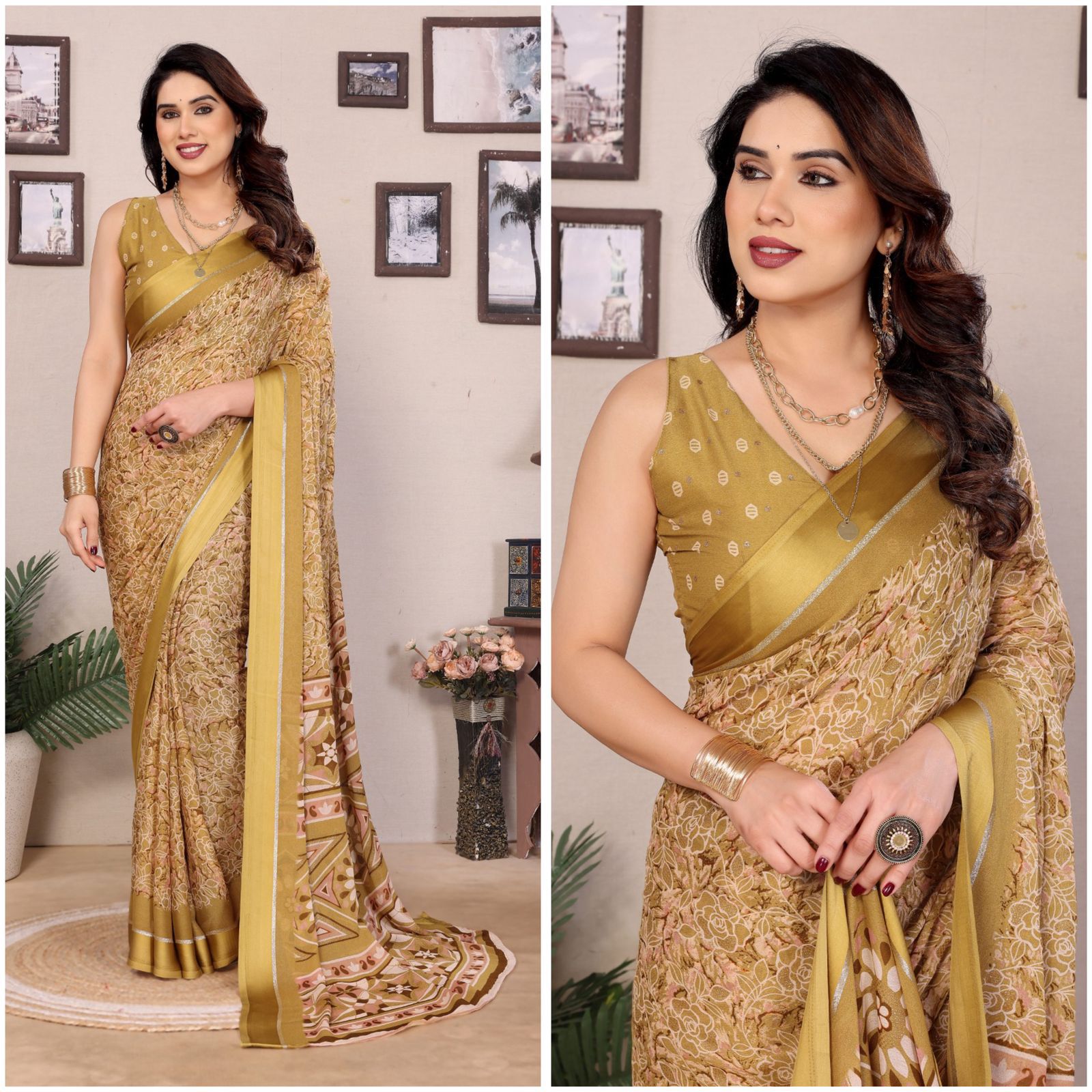 SDF Yellow Printed Saree - Dista