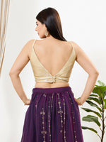Thumbnail for Joban Fashion Antique Gold Sequins Padded Blouse With V Neck Sleeveless - Distacart