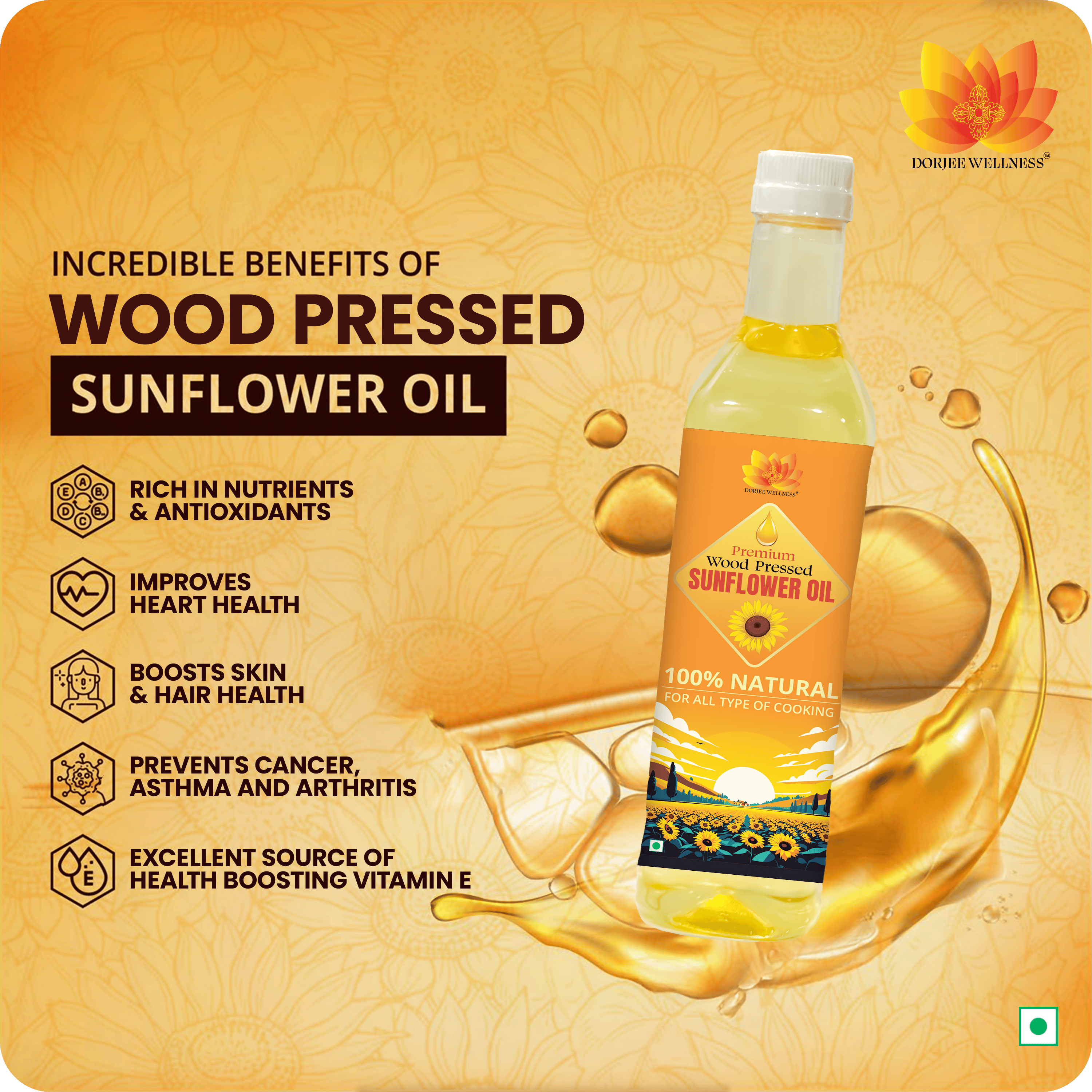 Dorjee Wellness Wood Pressed Sunflower Oil