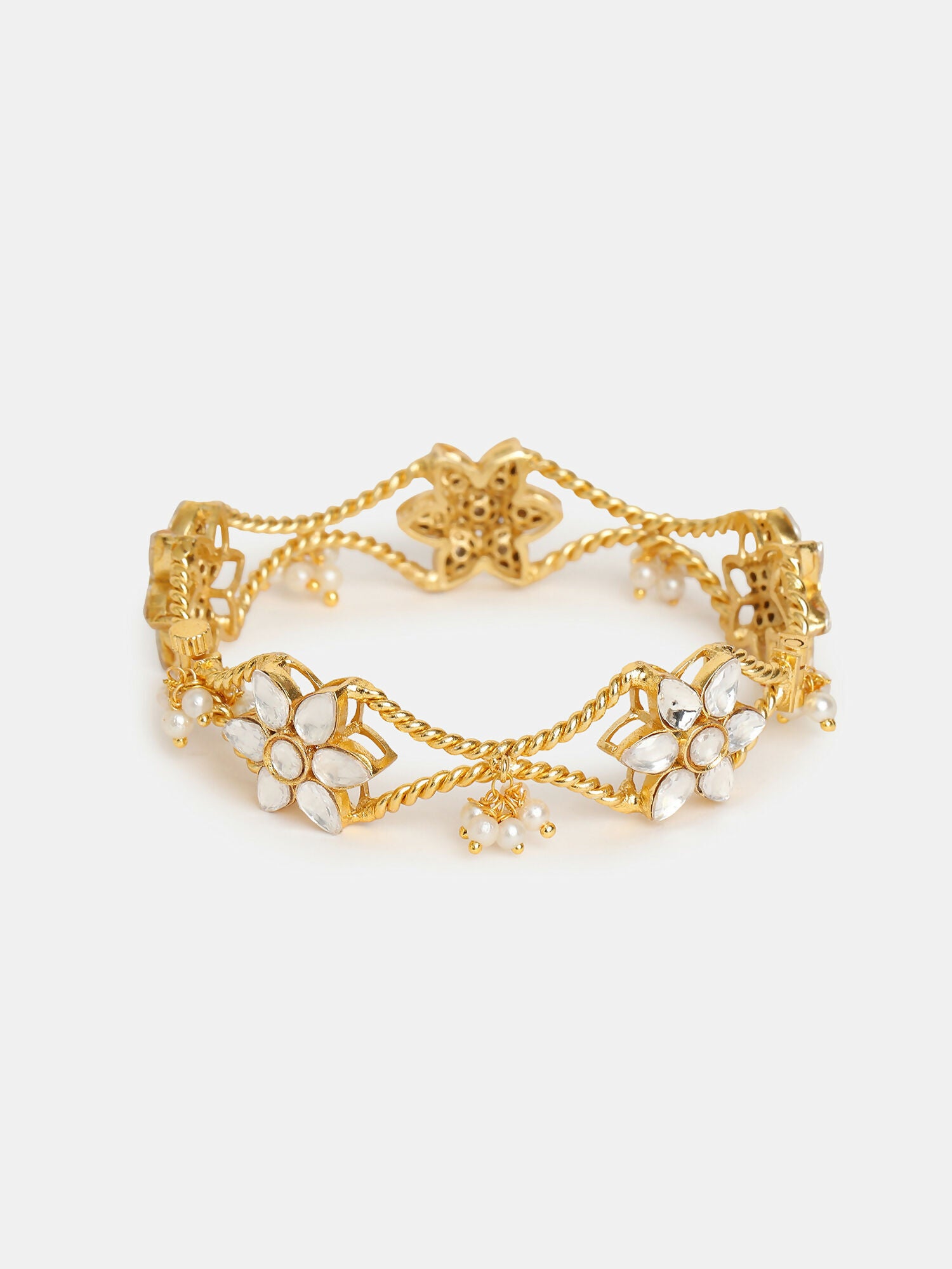 Ruby Raang 22k Gold Polished Kundan Bracelet