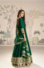 Thumbnail for Anaita Dark Green Vichitra Silk Anarkali Suit with Embroidery Sequins - Distacart