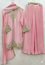 Thumbnail for Teeya Creation Womens New Georgette Silk With Heavy Embroiedery With Sequence Work Kurta Set - Dista
