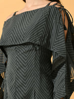 Thumbnail for Myshka Women's Grey Fit and Flare Party Dress - Distacart