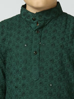 Thumbnail for Joban Fashion Kids Island Full Sleeves Cotton Kurta and Pyjama Set with Sequin work - Green - Distacart