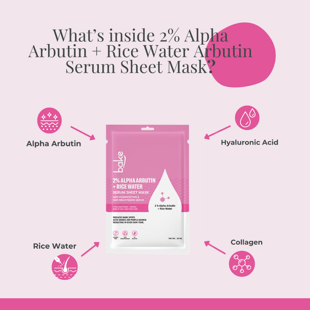 Bake 2% Alpha Arbutin + Rice Water Serum Sheet Mask