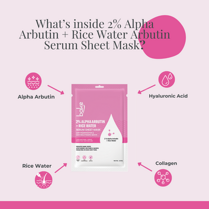 Bake 2% Alpha Arbutin + Rice Water Serum Sheet Mask - Distacart