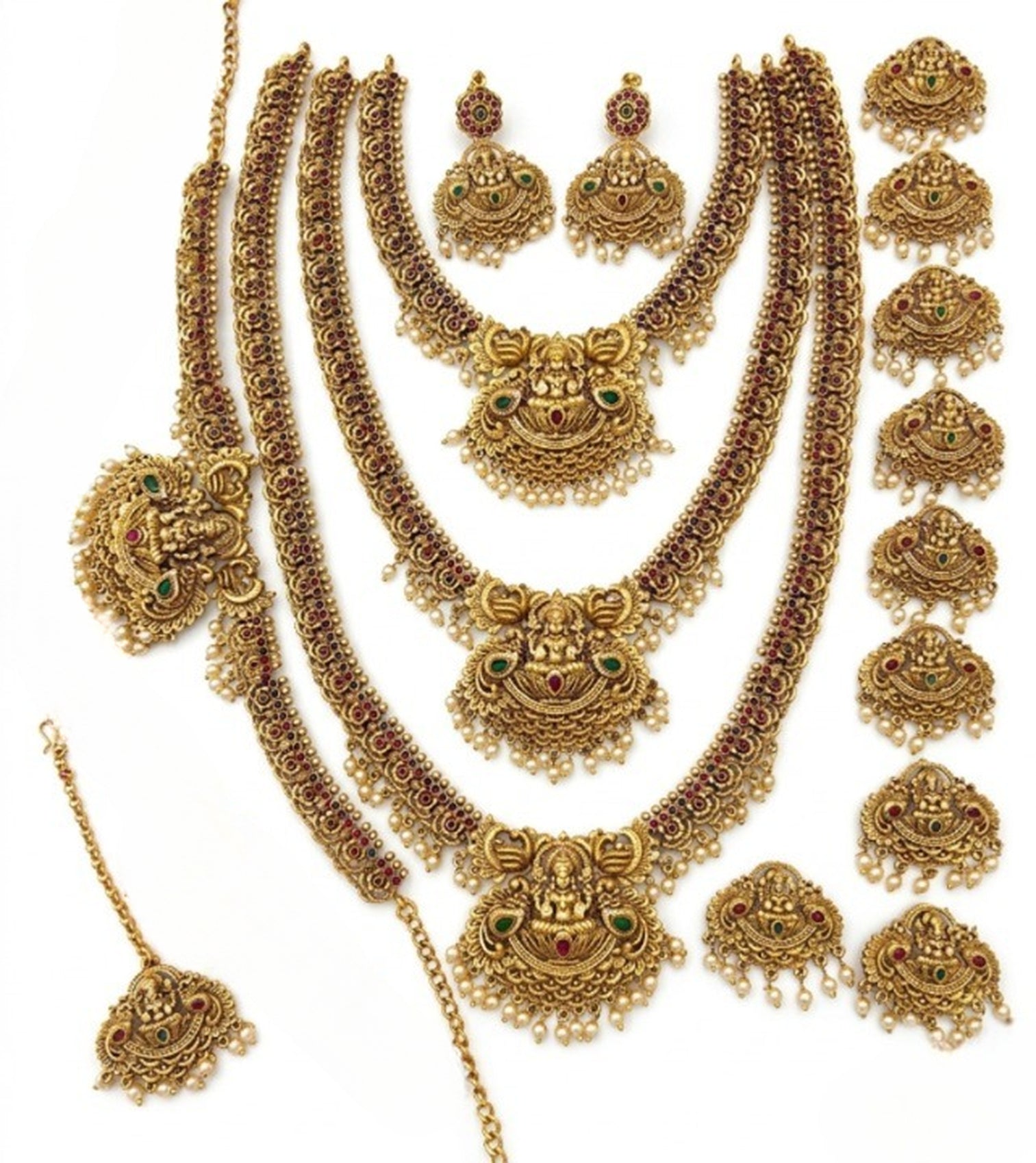 Jewel City Gold Traditional South Indian Temple Jewelry Set - Dista