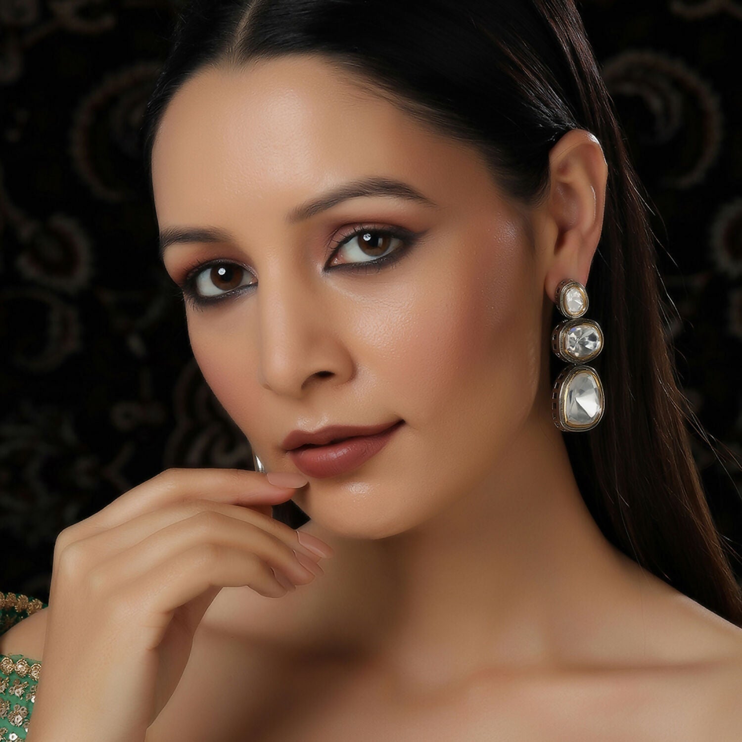 Kundan Earrings (Silver) - Ruby Raang - Distacart