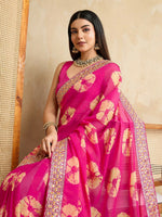 Thumbnail for Ai Fashion Pink Georgette Bandhani Print Party Wear Saree