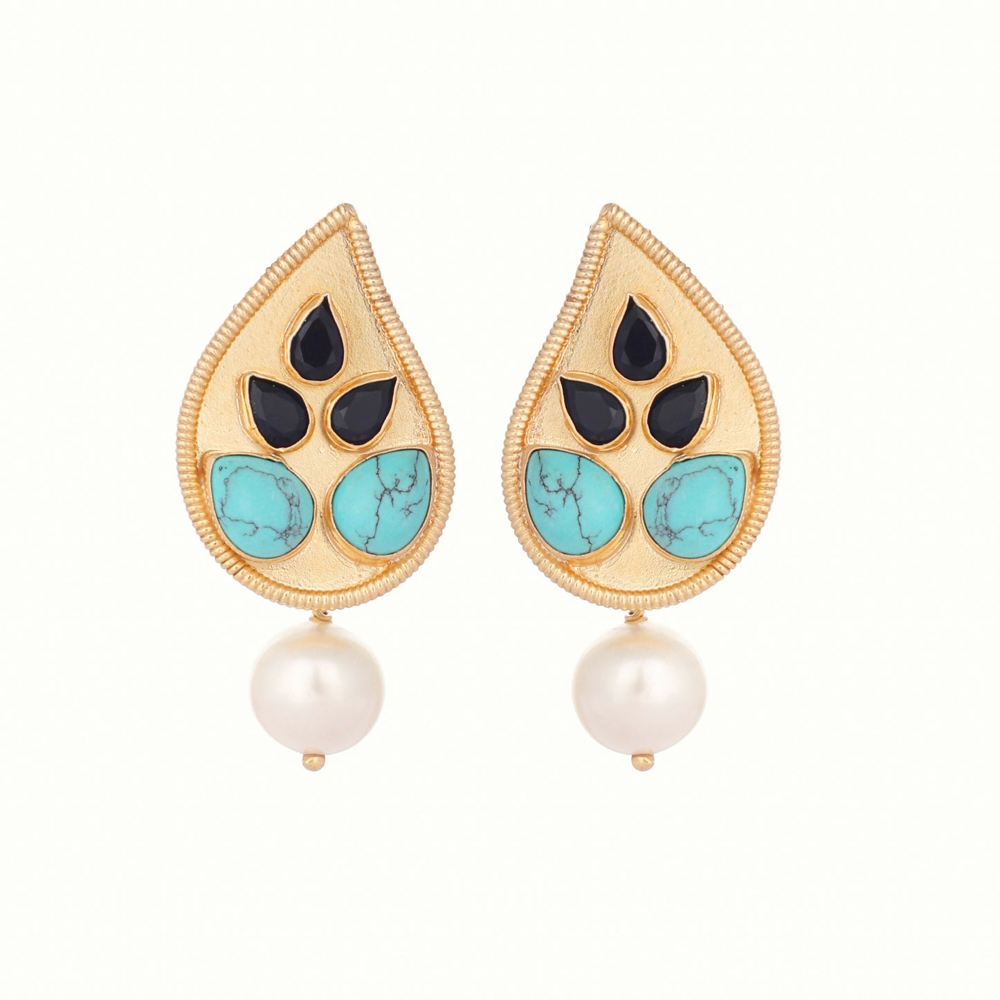 Nuyug 22K Gold Plated Black Paisley Earrings - Distacart