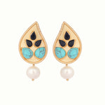 Thumbnail for Nuyug 22K Gold Plated Black Paisley Earrings