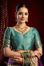 Thumbnail for Joban Fashion Purple Paithani Silk Blend Butti Saree