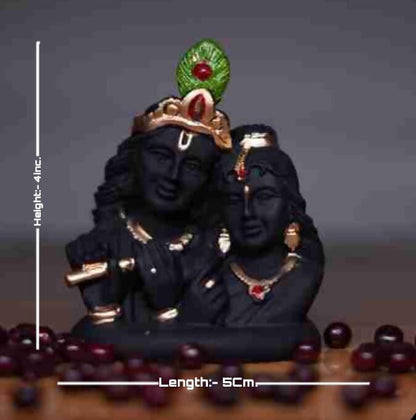 India Ka Bazar Lord Radha Krishna Idol - Gold & Black - Distacart