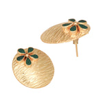 Thumbnail for Nuyug 22K Gold-Plated Faux Emerald Stones Studded Circular Floral Shaped Motif Studs