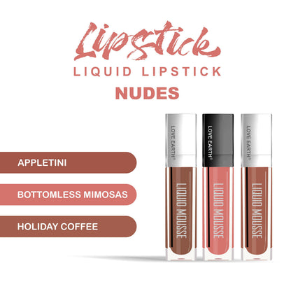 Love Earth Liquid Mousse Matte Lipstick - Nudes - Distacart