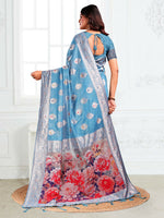 Thumbnail for Astita Linen Cotton Sky Blue Saree