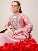 Thumbnail for Embroidered Kurta With Pant And Dupatta Set, Multicolor - Hiral Fashion - Distacart
