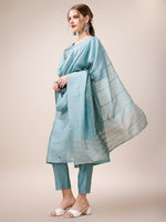 Thumbnail for Hand Embroidered Kurta With Pant And Dupatta Set, Multicolor - Hiral Fashion - Distacart