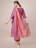 Thumbnail for Hand Embroidered Kurta With Pant And Dupatta Set, Multicolor - Hiral Fashion - Distacart