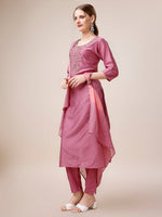 Thumbnail for Hand Embroidered Kurta With Pant And Dupatta Set, Multicolor - Hiral Fashion - Distacart