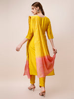 Thumbnail for Hand Embroidered Kurta With Pant And Dupatta Set, Multicolor - Hiral Fashion - Distacart