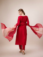 Thumbnail for Hand Embroidered Kurta With Pant And Dupatta Set, Multicolor - Hiral Fashion - Distacart