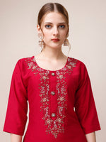 Thumbnail for Hand Embroidered Kurta With Pant And Dupatta Set, Multicolor - Hiral Fashion - Distacart