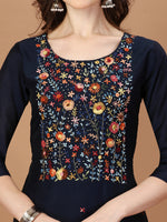 Thumbnail for Embroidered Kurta With Pant And Embroidered Dupatta Set, Multicolor - Hiral Fashion - Distacart