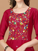 Thumbnail for Embroidered Kurta With Pant And Embroidered Dupatta Set, Multicolor - Hiral Fashion - Distacart