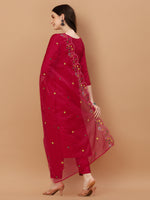 Thumbnail for Embroidered Kurta With Pant And Embroidered Dupatta Set, Multicolor - Hiral Fashion - Distacart