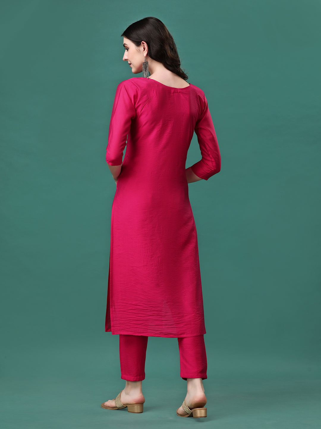 Hand Embroidered Kurta With Pant & Embroidered Dupatta, Multicolor - Hiral Fashion - Distacart