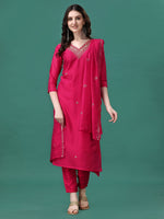 Thumbnail for Hand Embroidered Kurta With Pant & Embroidered Dupatta, Multicolor - Hiral Fashion - Distacart