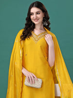 Thumbnail for Hand Embroidered Kurta With Pant & Embroidered Dupatta, Multicolor - Hiral Fashion - Distacart