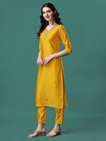 Thumbnail for Hand Embroidered Kurta With Pant & Embroidered Dupatta, Multicolor - Hiral Fashion - Distacart