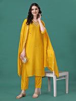 Thumbnail for Hand Embroidered Kurta With Pant & Embroidered Dupatta, Multicolor - Hiral Fashion - Distacart