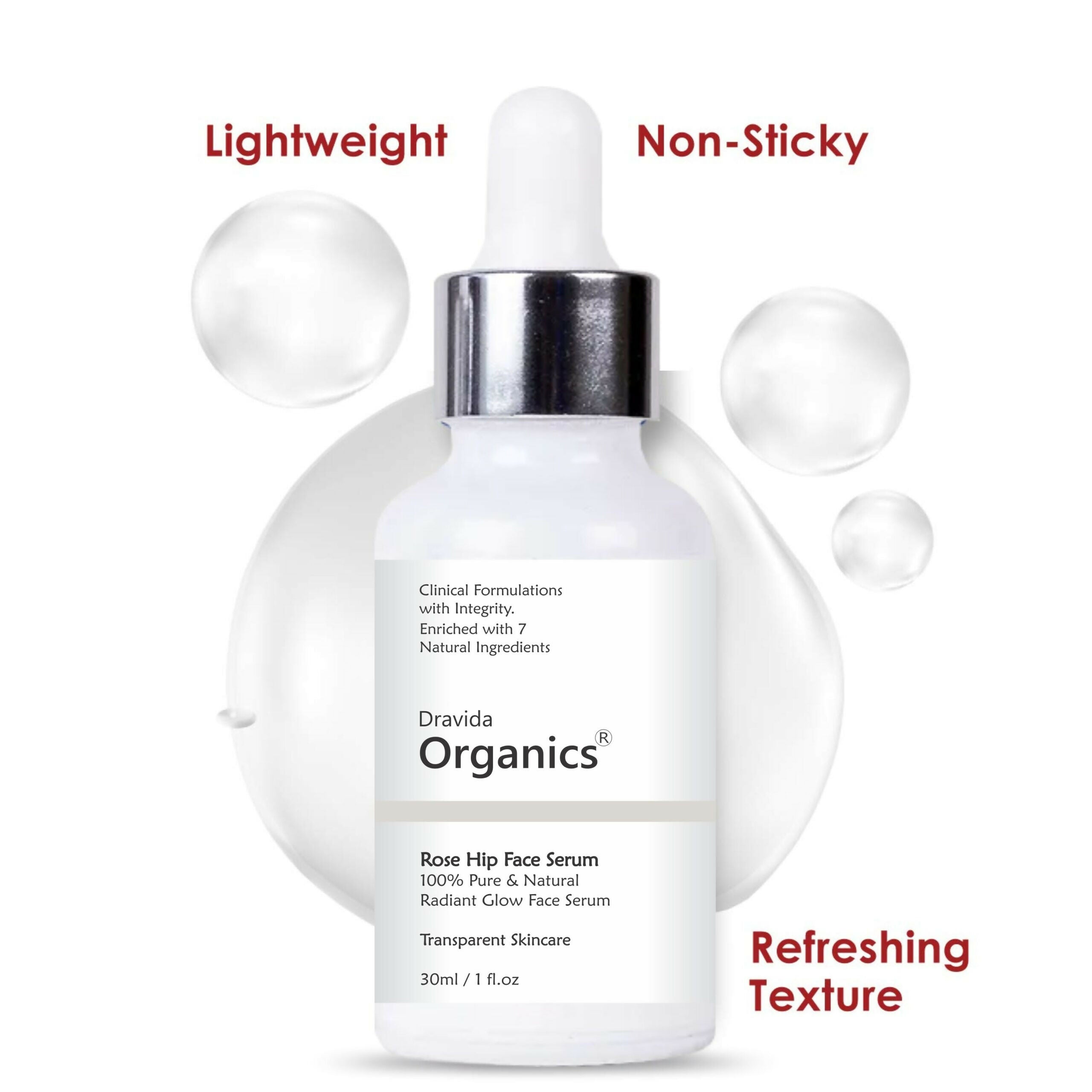Dravida Organics Rose Hip Radiant Glow Face Serum for Men & Women - Dista