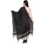 Thumbnail for A R Silk Golden Border Regular Dupatta Color Black Dupatta or Chunni