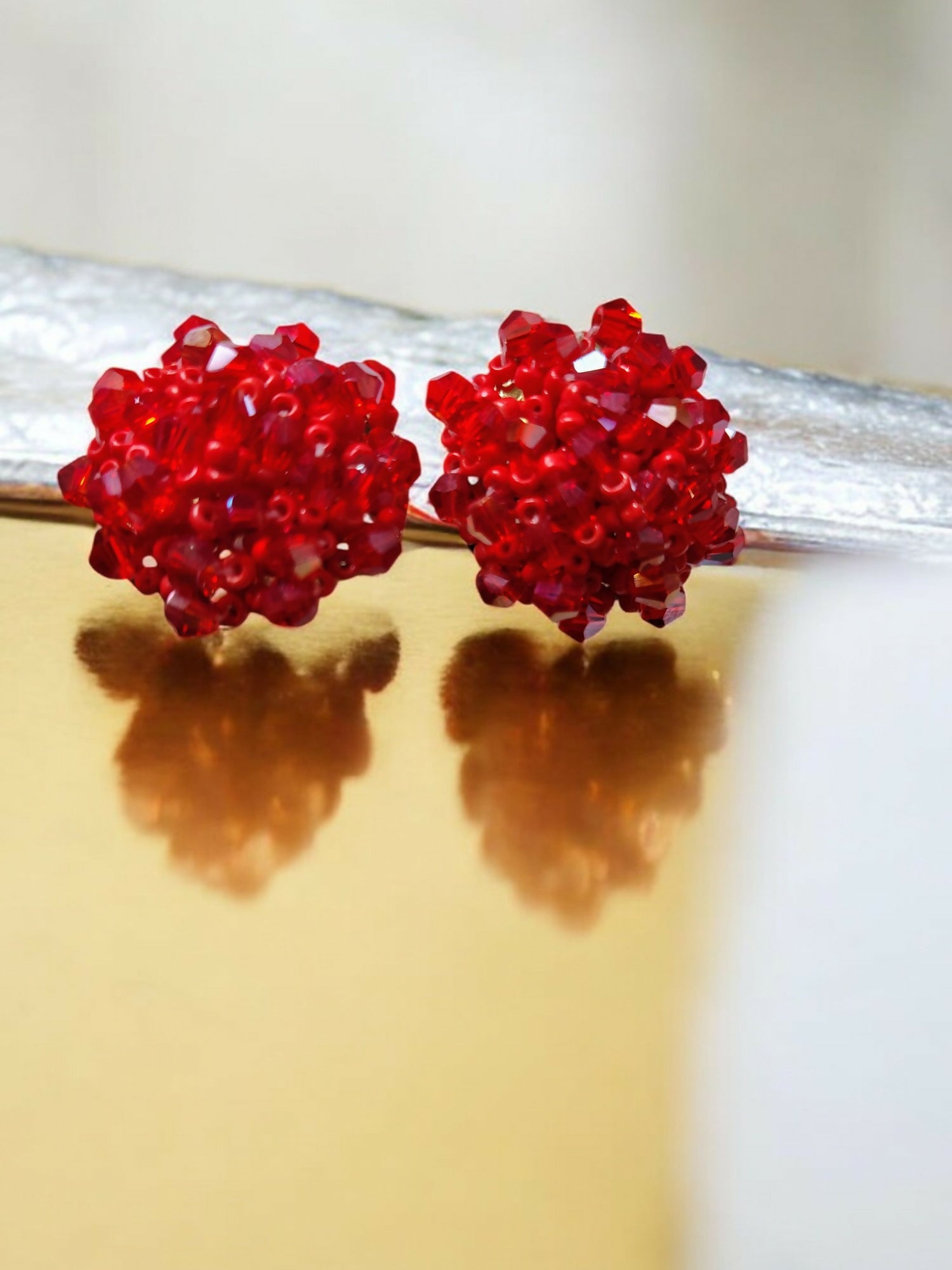 Inhanns Small Statement Studs Earrings - Red - Distacart
