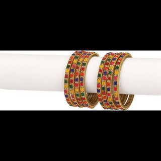 Afast Bridal Wedding & Party Fashionable Colorful Glass Bangle/Kada Set, Pack Of 8 - Multicolor - Distacart