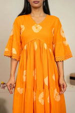 Thumbnail for Joban Fashion Orange Tie & Dye Cotton Dress - Distacart