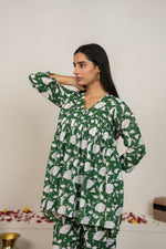 Thumbnail for Joban Fashion Green Hand Block Printed Cotton Co-Ord Set - Distacart