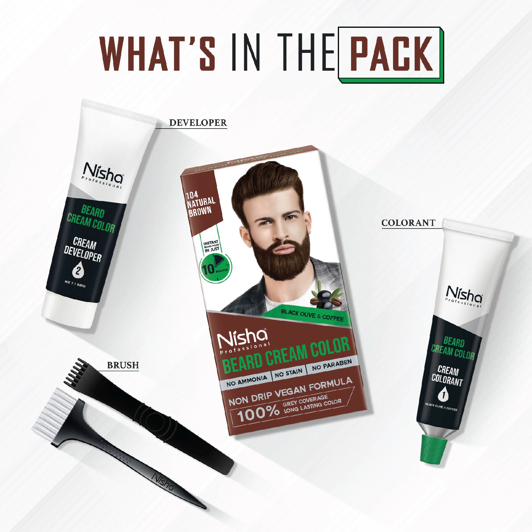 Nisha Beard Colour for Men - Natural Brown - Distacart