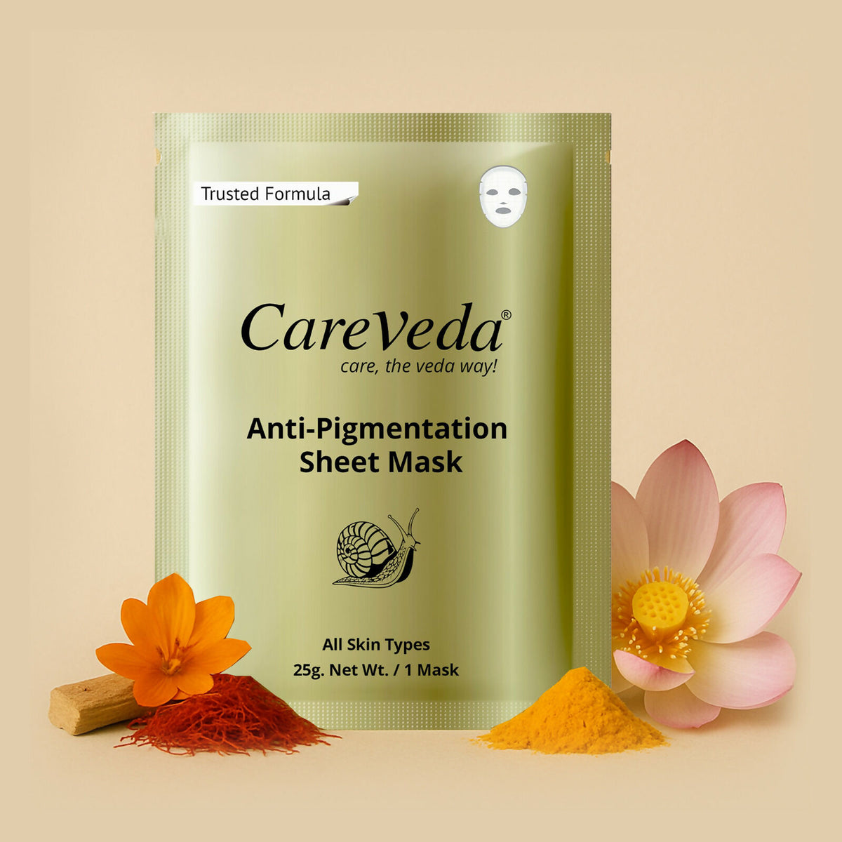 CareVeda Tone & Glow Anti Pigmentation Sheet Mask Suitable For All Skin Types - Dista