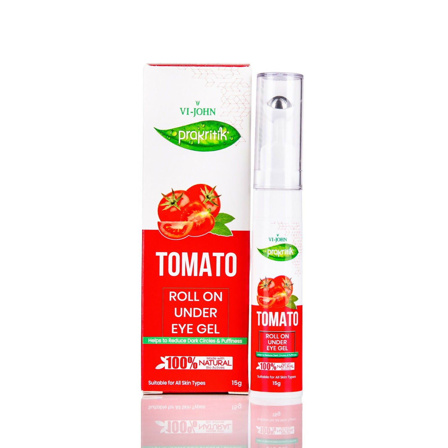 VI-JOHN Prakritik Tomato Under Eye Gel, Reduces Dark Circles, Puffiness,Fine Lines 100% Bioactives - Distacart
