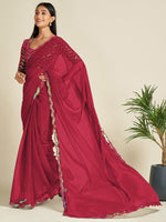 Thumbnail for NOZ2TOZ Women's Georgette Pink Embellished Designer Saree With Blouse Piece - Distacart