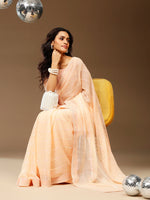 Thumbnail for NOZ2TOZ Women's Chiffon Peach Embellished Designer Saree With Blouse Piece - Distacart