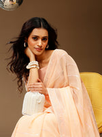 Thumbnail for NOZ2TOZ Women's Chiffon Peach Embellished Designer Saree With Blouse Piece - Distacart